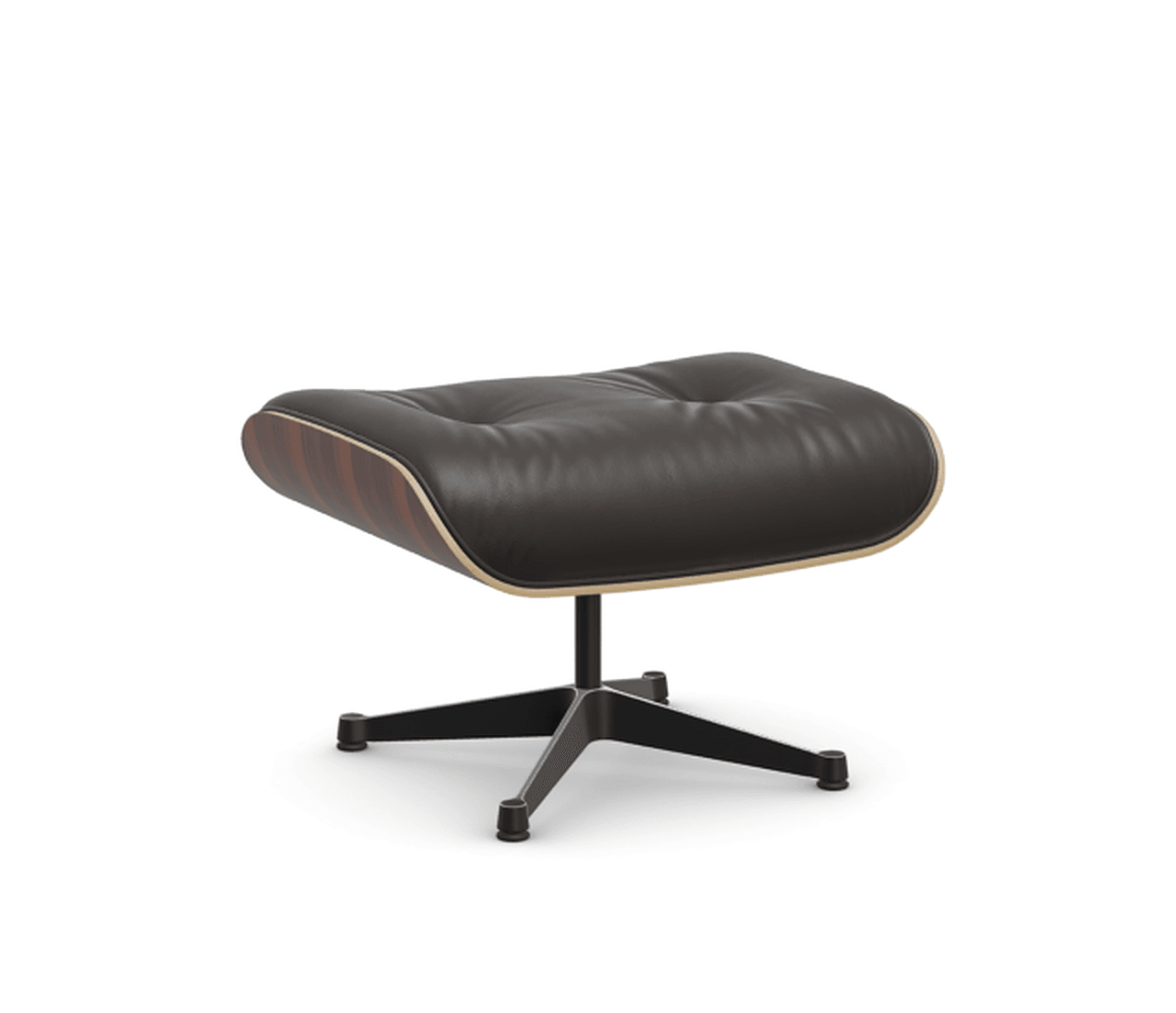Vitra Lounge Chair Ottoman - 05 Santos Palisander - Leder natural F 68 chocolate -  03/12 Aluminium poliert/tiefschwarz--61