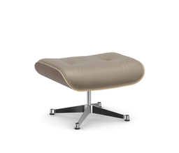 Vitra Lounge Chair Ottoman - 45 Nussbaum schwarz pigmentiert - Leder natural F 78 dark sand -  03 Aluminium poliert --35