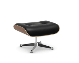 Vitra Lounge Chair Ottoman - 24 Amerikanischer Kirschbaum - Leder natural F 66 nero -  03 Aluminium poliert --18