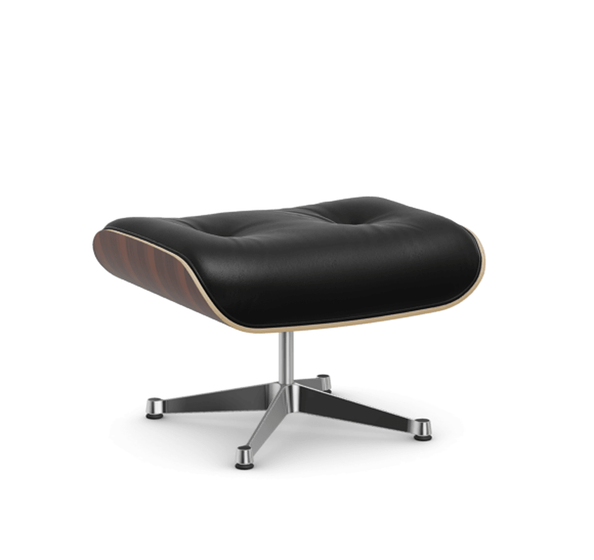 Vitra Lounge Chair Ottoman - 05 Santos Palisander - Leder natural F 66 nero -  03 Aluminium poliert--58