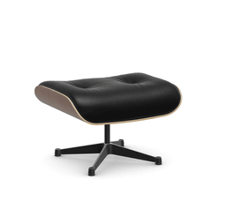 Vitra Lounge Chair Ottoman - 45 Nussbaum schwarz pigmentiert - Leder natural F 66 nero -  03/12 Aluminium poliert/tiefschwarz--42