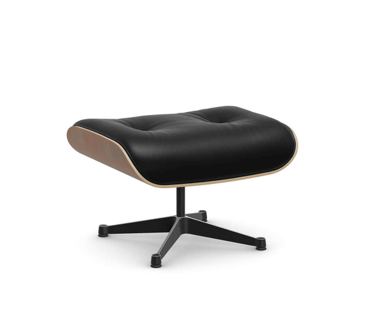 Vitra Lounge Chair Ottoman - 24 Amerikanischer Kirschbaum - Leder natural F 66 nero -  03/12 Aluminium poliert/tiefschwarz--22