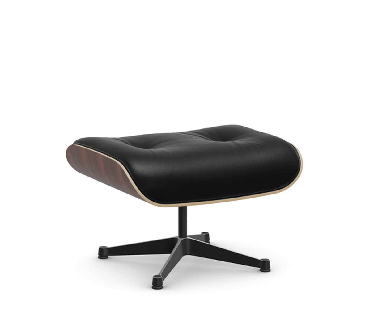 Vitra Lounge Chair Ottoman - 05 Santos Palisander - Leder natural F 66 nero -  03/12 Aluminium poliert/tiefschwarz--62
