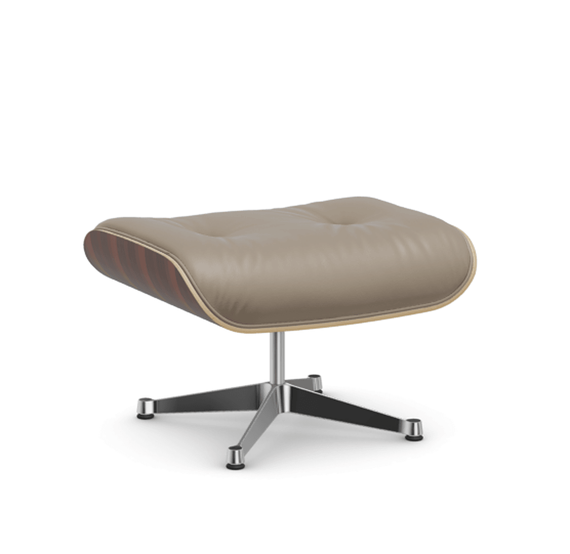 Vitra Lounge Chair Ottoman - 05 Santos Palisander - Leder natural F 78 dark sand -  03 Aluminium poliert --55