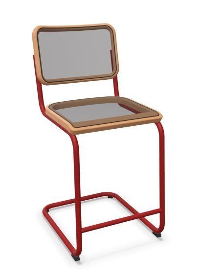 Thonet S 32 NHT | Thekenhocker- Gestell tomatenrot (TS 3013) lackiert--11