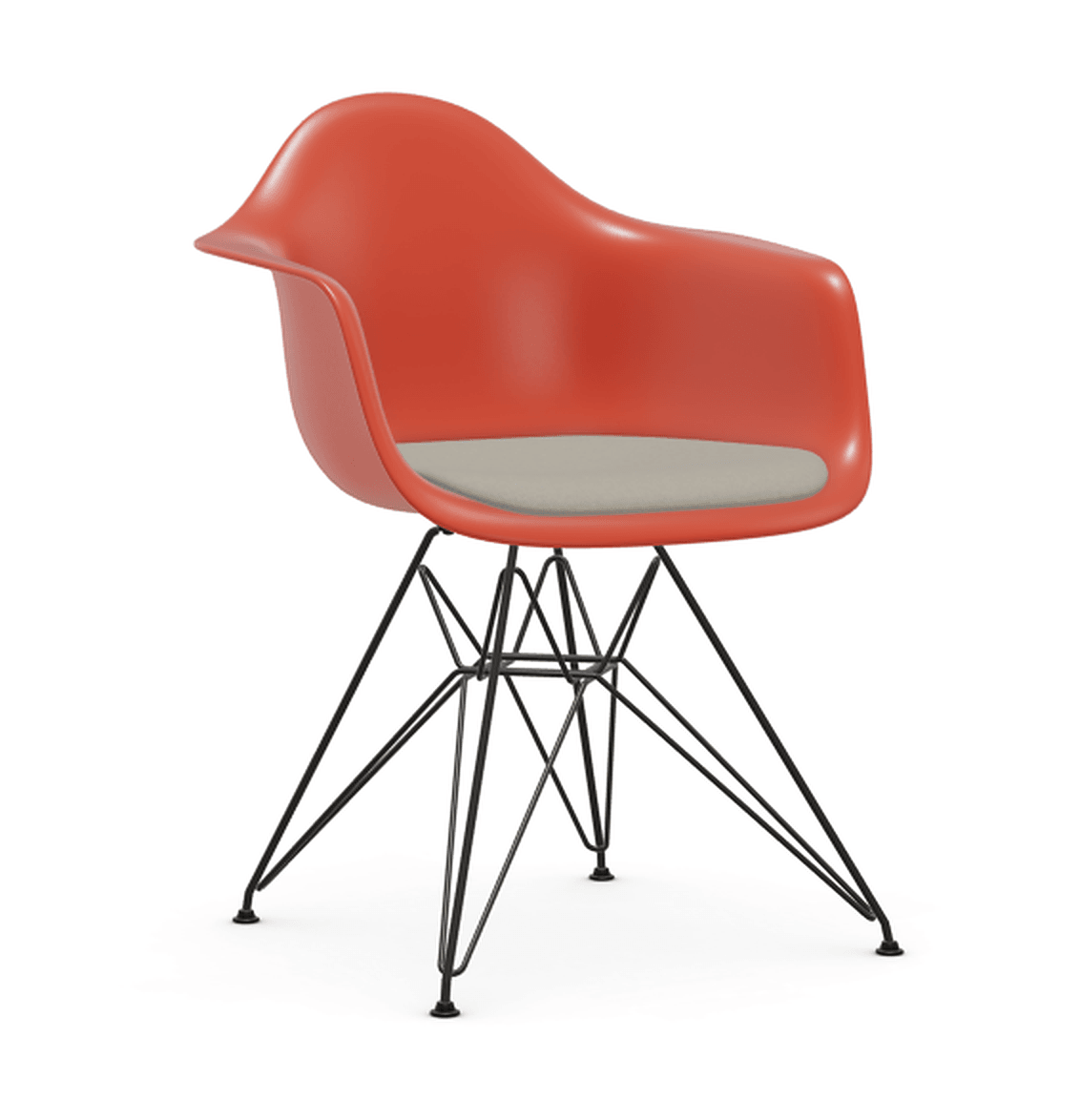 Vitra DAR Eames Plastic Armchair - 03 poppy red - Sitzpolster "Hopsak" 79 warmgrey/elfenbein--30