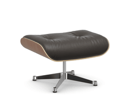 Vitra Lounge Chair Ottoman - 24 Amerikanischer Kirschbaum - Leder premium F 77 braun -  03 Aluminium poliert --5