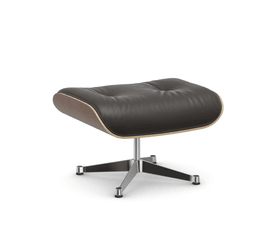 Vitra Lounge Chair Ottoman - 45 Nussbaum schwarz pigmentiert - Leder premium F 68 chocolate -  03 Aluminium poliert --26