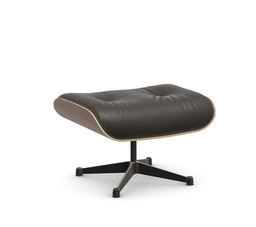 Vitra Lounge Chair Ottoman - 45 Nussbaum schwarz pigmentiert - Leder premium F 77 braun -  03/12 Aluminium poliert/tiefschwarz--32