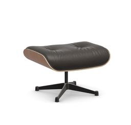 Vitra Lounge Chair Ottoman - 24 Amerikanischer Kirschbaum - Leder premium F 77 braun -  03/12 Aluminium poliert/tiefschwarz--12