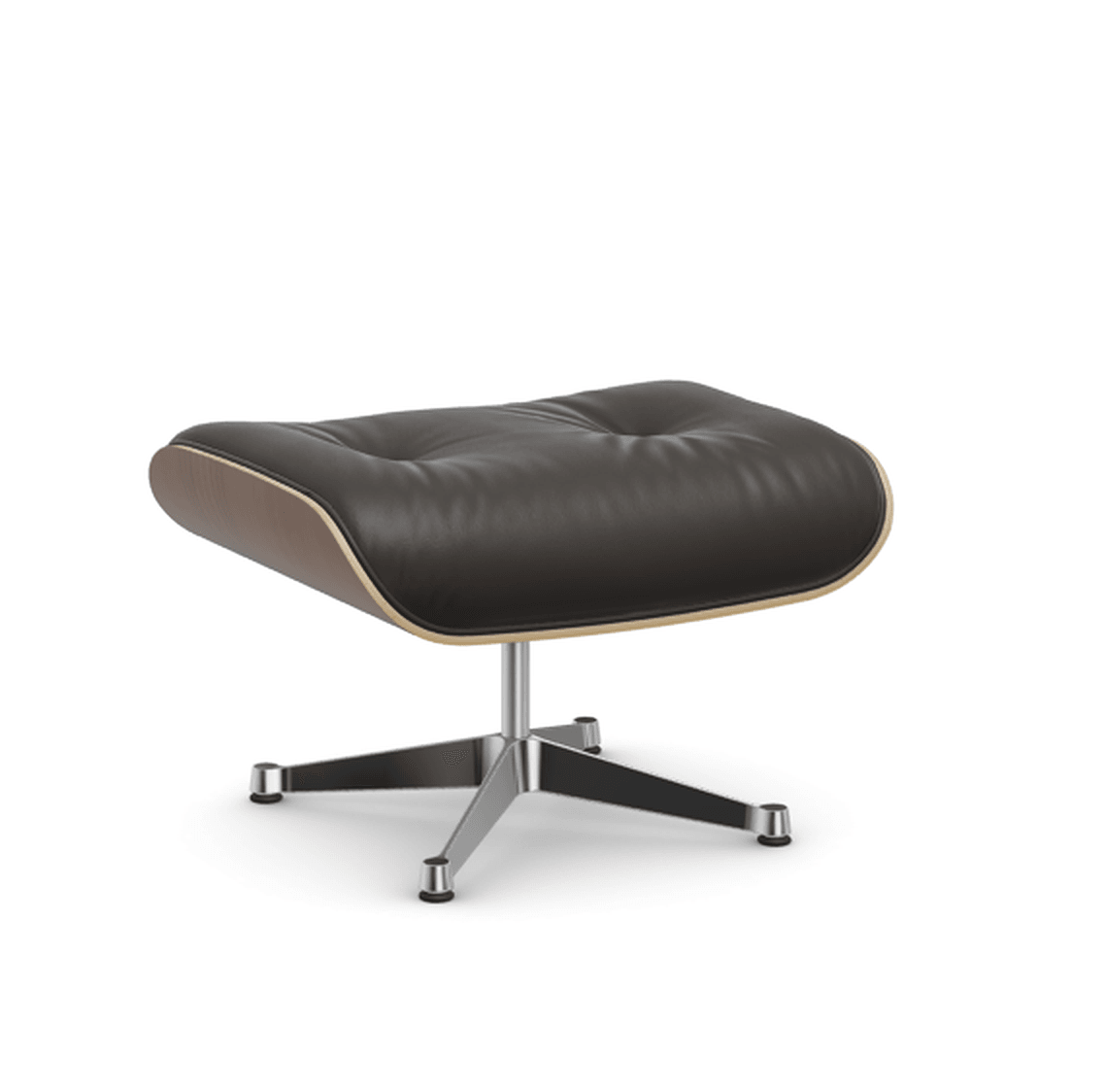 Vitra Lounge Chair Ottoman - 45 Nussbaum schwarz pigmentiert - Leder premium F 77 braun -  03 Aluminium poliert --27