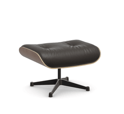 Vitra Lounge Chair Ottoman - 45 Nussbaum schwarz pigmentiert - Leder premium F 68 chocolate -  03/12 Aluminium poliert/tiefschwarz--33