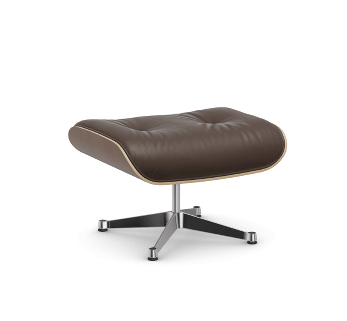 Vitra Lounge Chair Ottoman - 45 Nussbaum schwarz pigmentiert - Leder premium F 69 kastanie -  03 Aluminium poliert --25