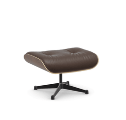 Vitra Lounge Chair Ottoman - 45 Nussbaum schwarz pigmentiert - Leder premium F 69 kastanie -  03/12 Aluminium poliert/tiefschwarz--31