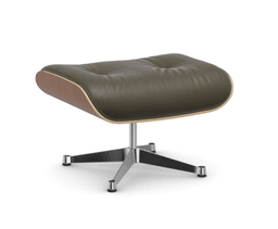 Vitra Lounge Chair Ottoman - 24 Amerikanischer Kirschbaum - Leder premium F 58 khaki -  03 Aluminium poliert --3