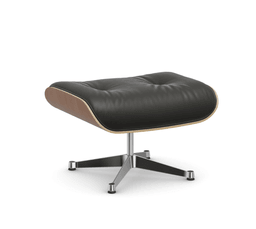 Vitra Lounge Chair Ottoman - 24 Amerikanischer Kirschbaum - Leder premium F 66 nero -  03 Aluminium poliert --7