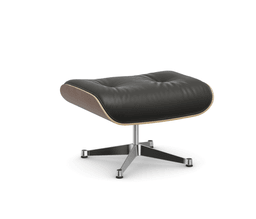 Vitra Lounge Chair Ottoman - 45 Nussbaum schwarz pigmentiert - Leder premium F 66 nero -  03 Aluminium poliert --28