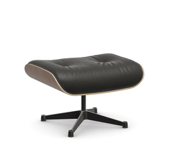 Vitra Lounge Chair Ottoman - 45 Nussbaum schwarz pigmentiert - Leder premium F 66 nero -  03/12 Aluminium poliert/tiefschwarz--34