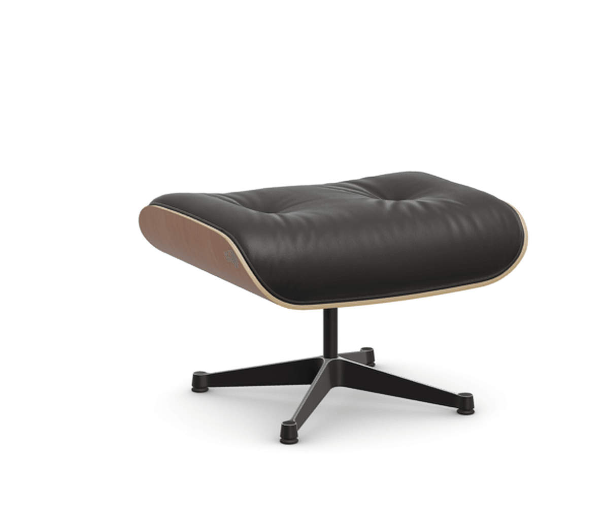 Vitra Lounge Chair Ottoman - 24 Amerikanischer Kirschbaum - Leder premium F 66 nero -  03/12 Aluminium poliert/tiefschwarz--14