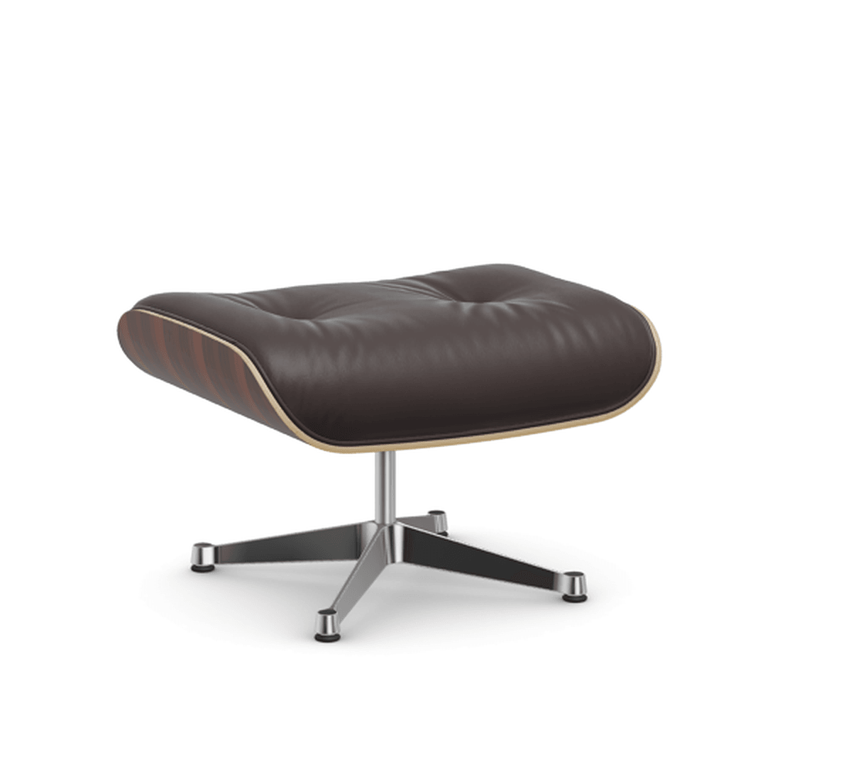 Vitra Lounge Chair Ottoman - 05 Santos Palisander - Leder premium F 87 pflaume -  03 Aluminium poliert--45