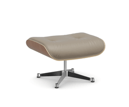Vitra Lounge Chair Ottoman - 24 Amerikanischer Kirschbaum - Leder premium F 71 sand -  03 Aluminium poliert --2
