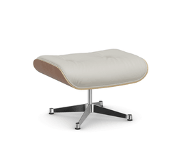 Vitra Lounge Chair Ottoman - 24 Amerikanischer Kirschbaum - Leder premium F 72 snow -  03 Aluminium poliert --0