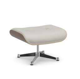 Vitra Lounge Chair Ottoman - 45 Nussbaum schwarz pigmentiert - Leder premium F 72 snow -  03 Aluminium poliert --23