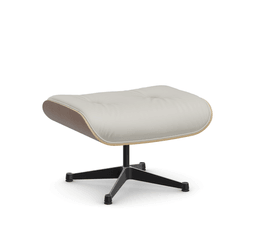 Vitra Lounge Chair Ottoman - 45 Nussbaum schwarz pigmentiert - Leder premium F 72 snow -  03/12 Aluminium poliert/tiefschwarz--29