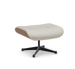 Vitra Lounge Chair Ottoman - 24 Amerikanischer Kirschbaum - Leder premium F 72 snow -  03/12 Aluminium poliert/tiefschwarz--8