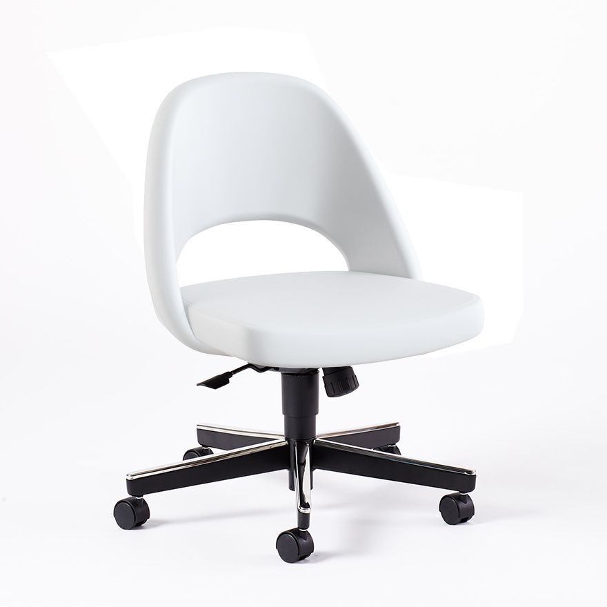 Knoll Saarinen Executive Armless Chair with Swivel Base - Sabrina, White--6