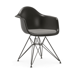 Vitra DAR Eames Plastic Armchair - 12 tiefschwarz  - Sitzpolster "Checker" 01 black/white--73
