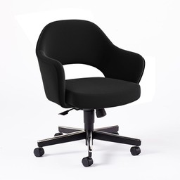 Knoll Saarinen Executive Arm Chair with Swivel Base - Ultrasuede, Black Onyx--8
