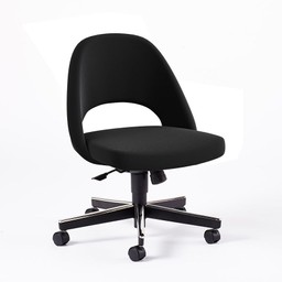 Knoll Saarinen Executive Armless Chair with Swivel Base - Ultrasuede, Black Onyx--7