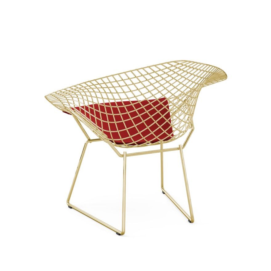 Knoll Bertoia Diamond Chair - Gold - Ultrasuede, Red--45