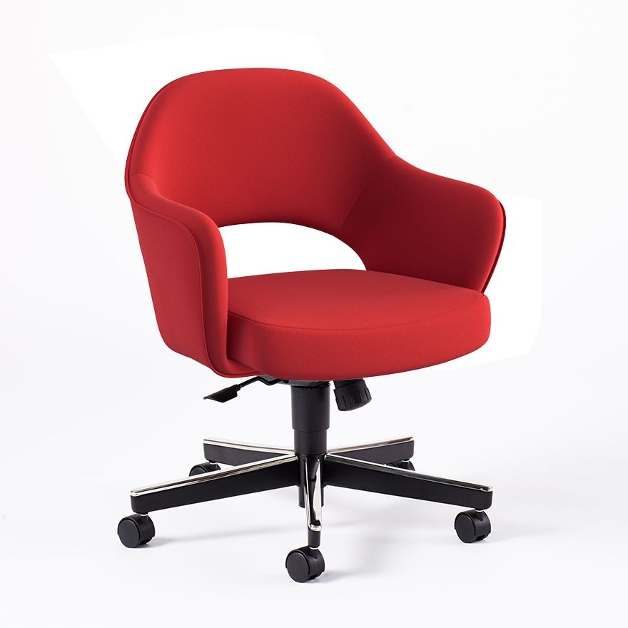 Knoll Saarinen Executive Arm Chair with Swivel Base - Ultrasuede, Red--9