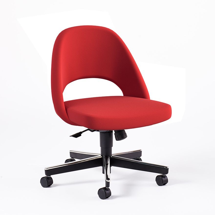 Knoll Saarinen Executive Armless Chair with Swivel Base - Ultrasuede, Red--8