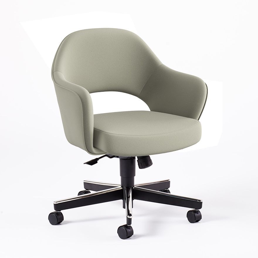 Knoll Saarinen Executive Arm Chair with Swivel Base - Ultrasuede, Sandstone--10