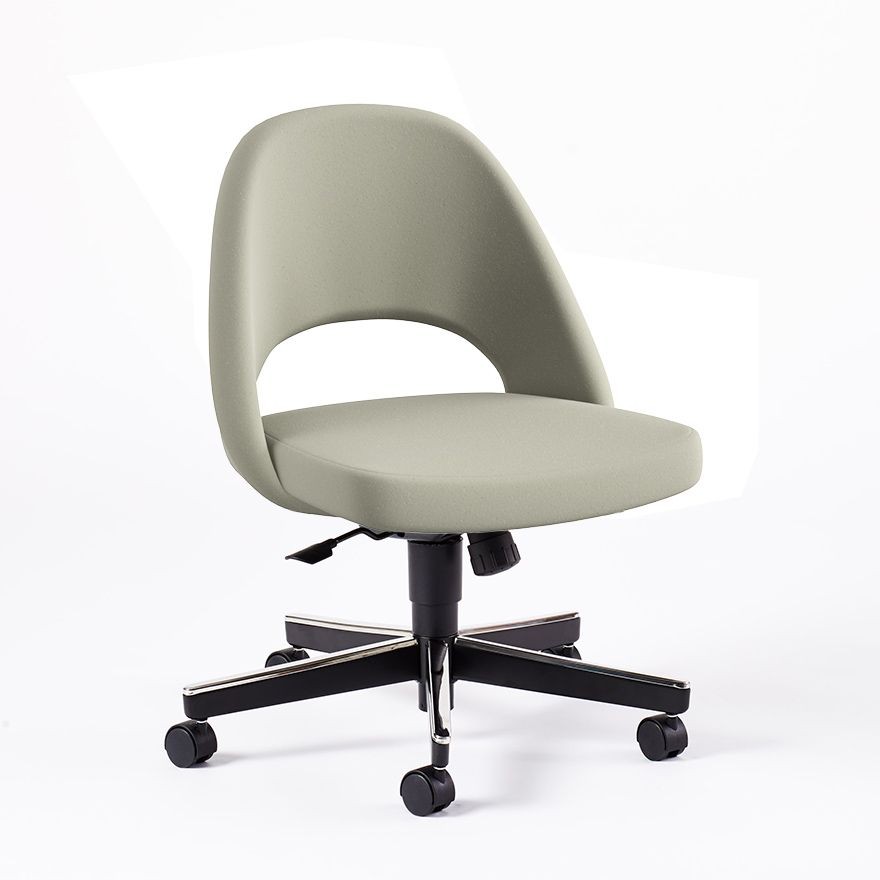 Knoll Saarinen Executive Armless Chair with Swivel Base - Ultrasuede, Sandstone--9