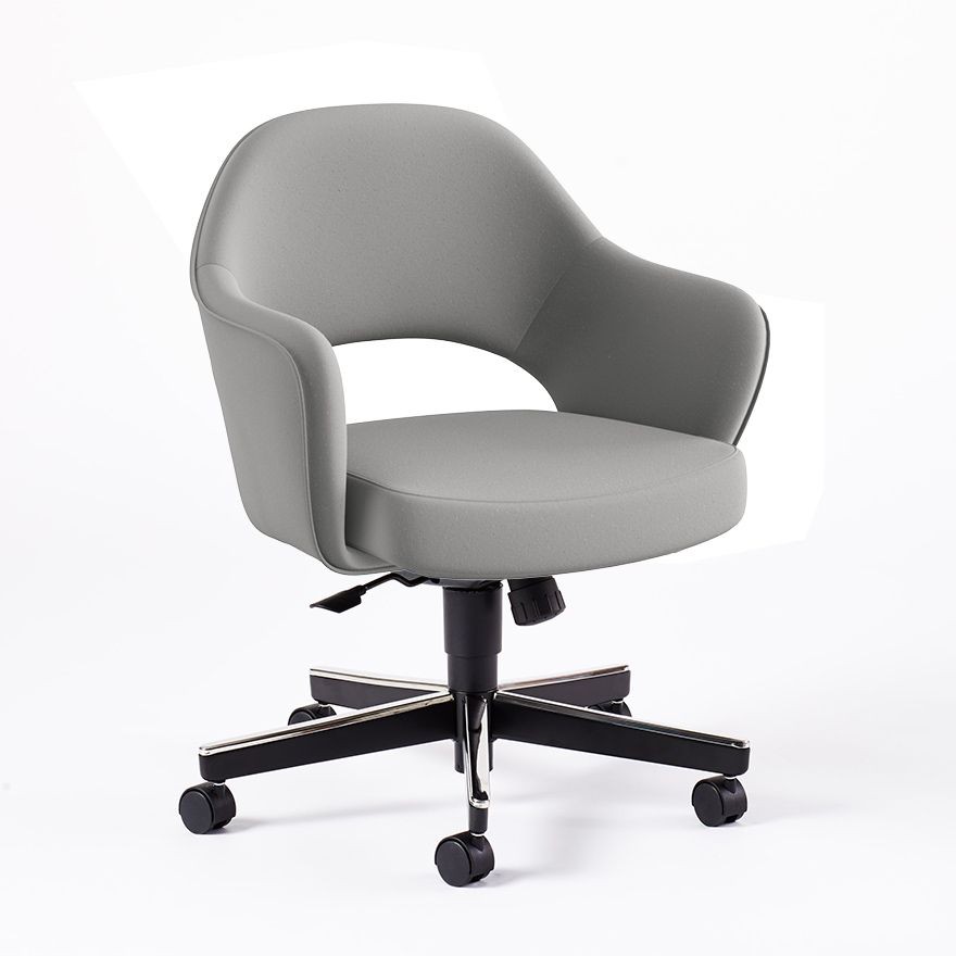 Knoll Saarinen Executive Arm Chair with Swivel Base - Ultrasuede, Silver--11