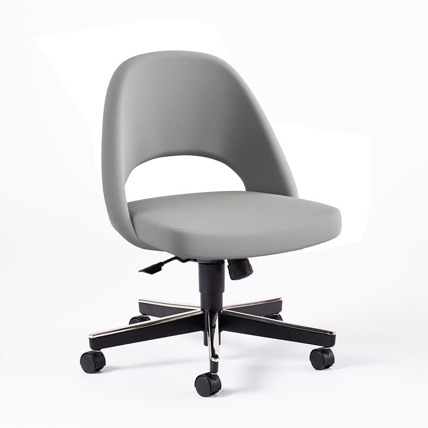 Knoll Saarinen Executive Armless Chair with Swivel Base - Ultrasuede, Silver--10