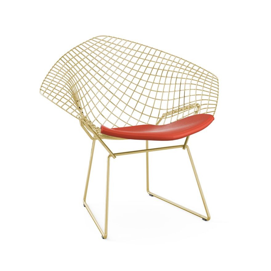 Knoll Bertoia Diamond Chair - Gold - Vinyl, Carrot--53