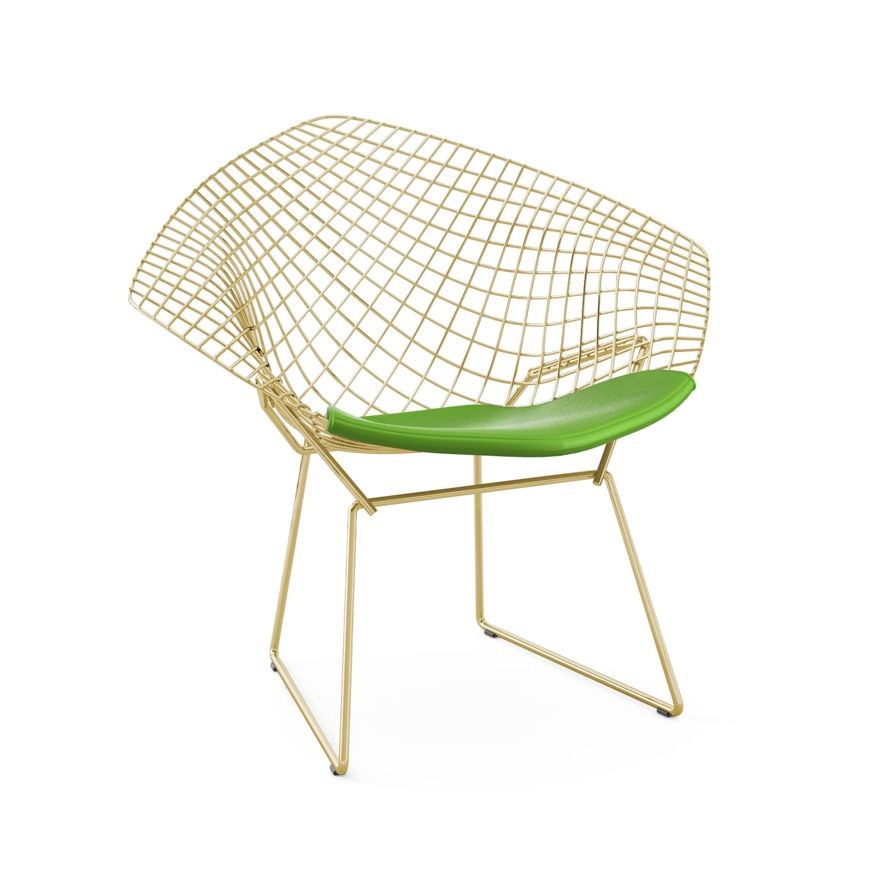 Knoll Bertoia Diamond Chair - Gold - Vinyl, Lime--56