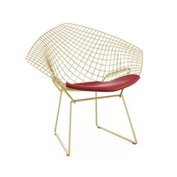 Knoll Bertoia Diamond Chair - Gold - Vinyl, Red--58