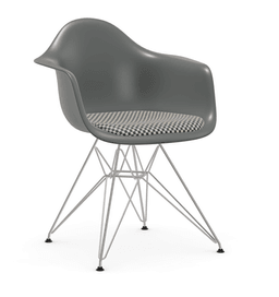 Vitra DAR Eames Plastic Armchair - 56 granitgrau - Sitzpolster "Checker" 01 black/white - Untergestell 01 glanzchrom--44