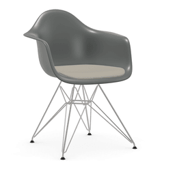 Vitra DAR Eames Plastic Armchair - 56 granitgrau - Sitzpolster "Hopsak" 79 warmgrey/elfenbein - Untergestell 01 glanzchrom--42