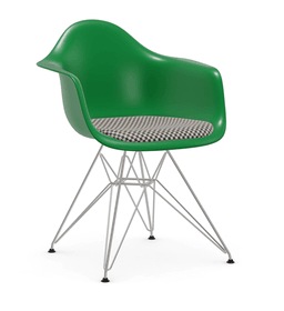 Vitra DAR Eames Plastic Armchair - 42 grün - Sitzpolster "Checker" 01 black/white - Untergestell 01 glanzchrom--49