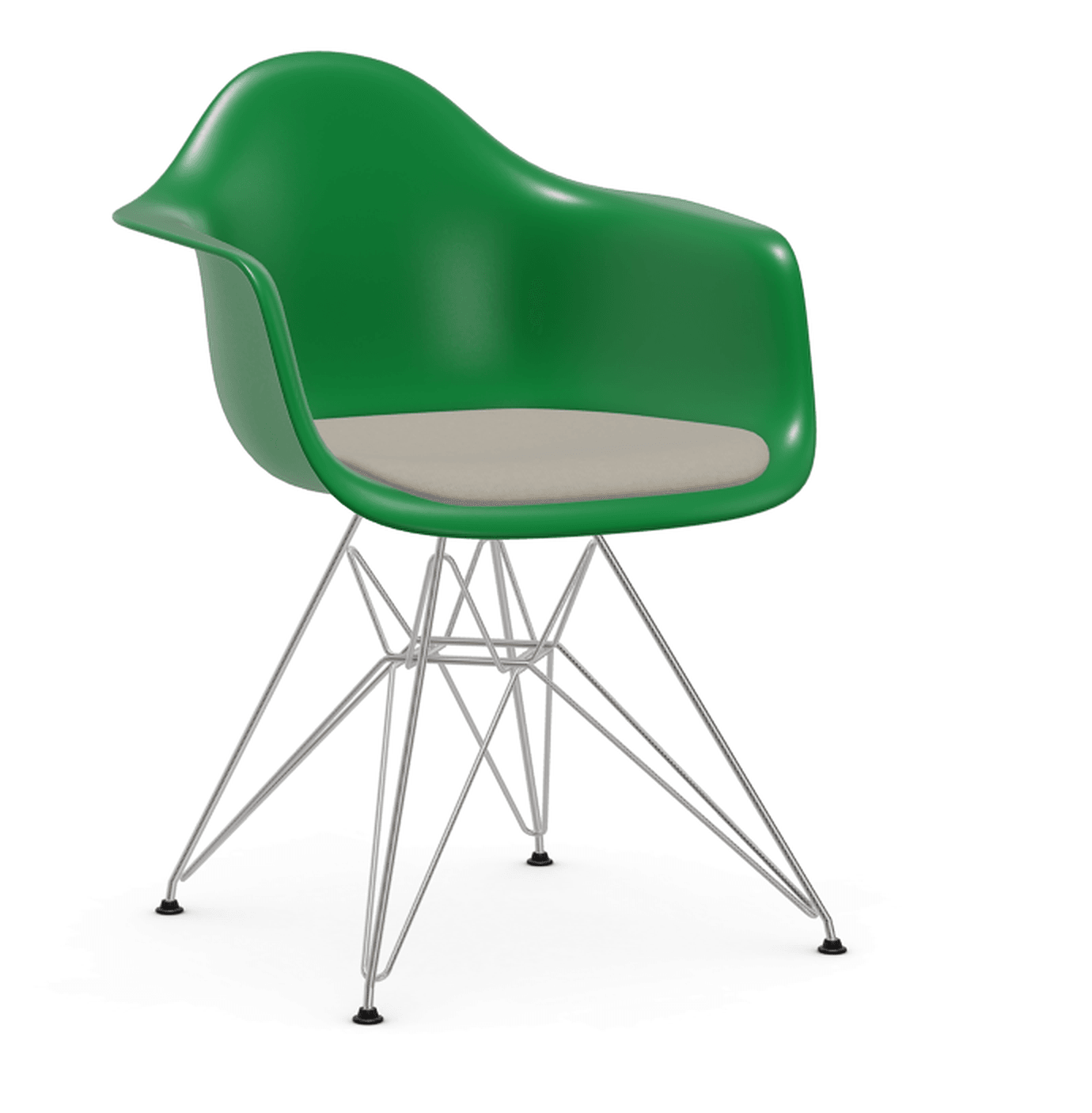 Vitra DAR Eames Plastic Armchair - 42 grün - Sitzpolster "Hopsak" 79 warmgrey/elfenbein - Untergestell 01 glanzchrom--47