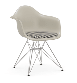 Vitra DAR Eames Plastic Armchair - 11 kieselstein - Sitzpolster "Checker" 01 black/white - Untergestell 01 glanzchrom--11