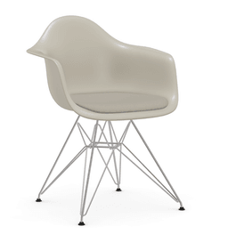 Vitra DAR Eames Plastic Armchair - 11 kieselstein  - Sitzpolster "Hopsak" 79 warmgrey/elfenbein - Untergestell 01 glanzchrom--9