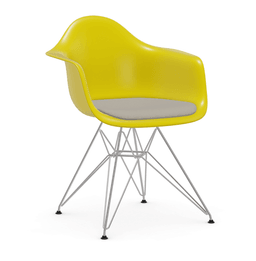 Vitra DAR Eames Plastic Armchair - 26 sunlight  - Sitzpolster "Hopsak" 79 warmgrey/elfenbein - Untergestell 01 glanzchrom--14